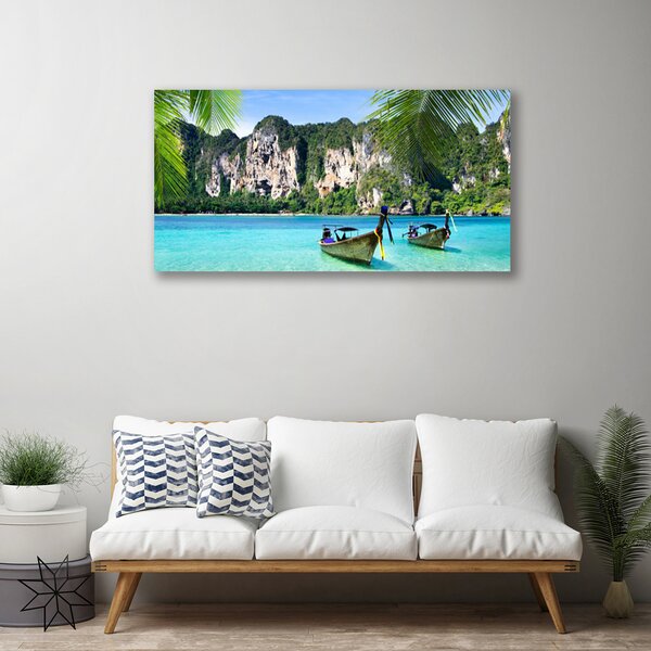Quadro su tela Paesaggio marino in barca 100x50 cm