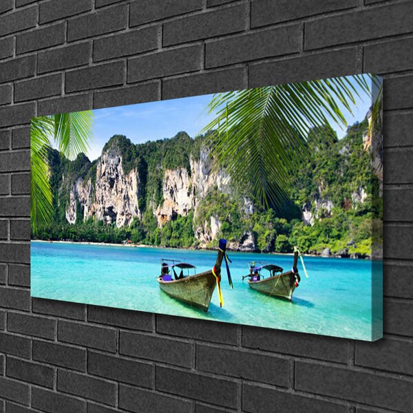 Quadro su tela Paesaggio marino in barca 100x50 cm