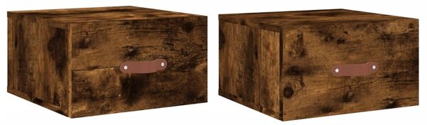 VidaXL Comodini da parete 2 pz. Rovere fumé 35x35x20 cm