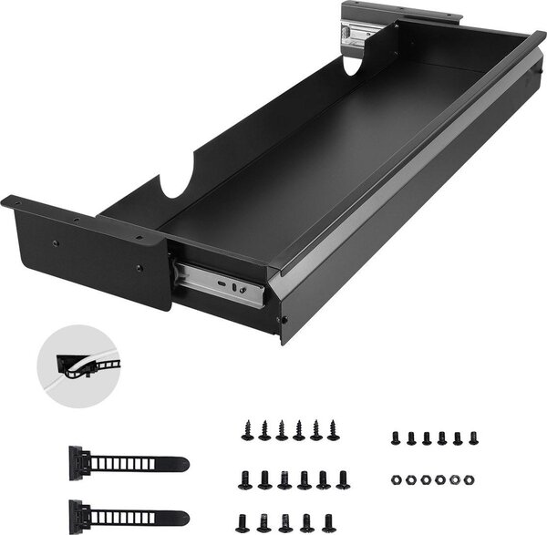 Cassetto sotto la scrivania - Organizzatore da tavolo - Nascosto - Dimensioni 84 x 24 x 10,7 cm - Montaggio sotto la scrivania - Per scrivanie sit/stand - Cassetto per matite