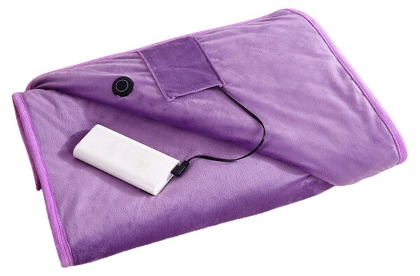 Coperta elettrica portatile USB con funzione timer, 3 livelli di regolazione, viola