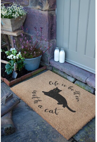 Zerbino in fibre di cocco 40x60 cm Life Is Better With a Cat – Artsy Doormats