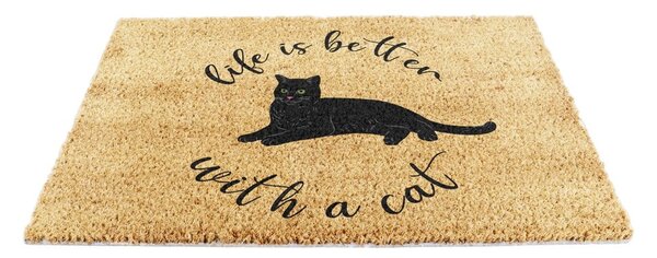 Zerbino in fibre di cocco 40x60 cm Life Is Better With a Cat – Artsy Doormats