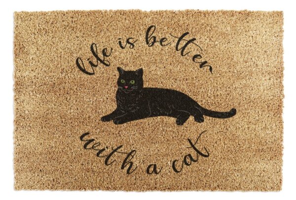 Zerbino in fibre di cocco 40x60 cm Life Is Better With a Cat – Artsy Doormats