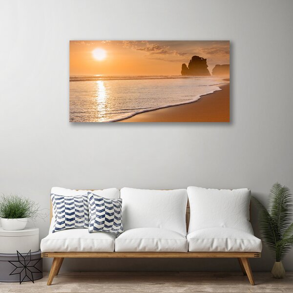 Quadro su tela Paesaggio del sole della spiaggia del mare 100x50 cm