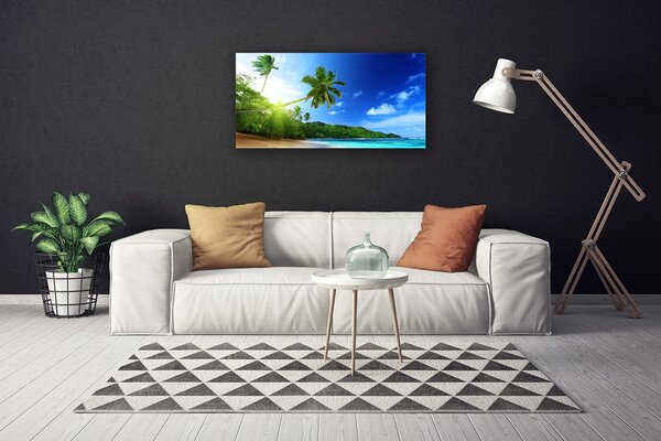 Quadro su tela Paesaggio della palma del mare della spiaggia 100x50 cm