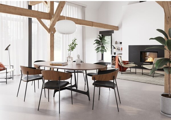 Sedia da pranzo nera/colore naturale scuro con braccioli Crib – DAN-FORM Denmark