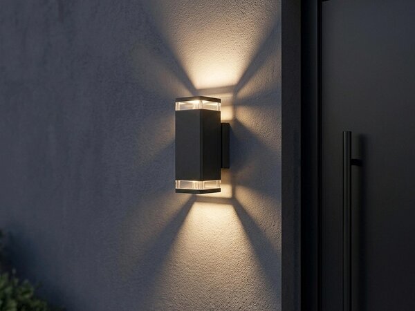 Applique, lampada da esterno, up-down, alluminio, L 23,5 cm