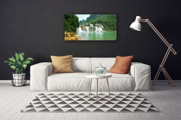 Foto quadro su tela Paesaggio della cascata della foresta 100x50 cm