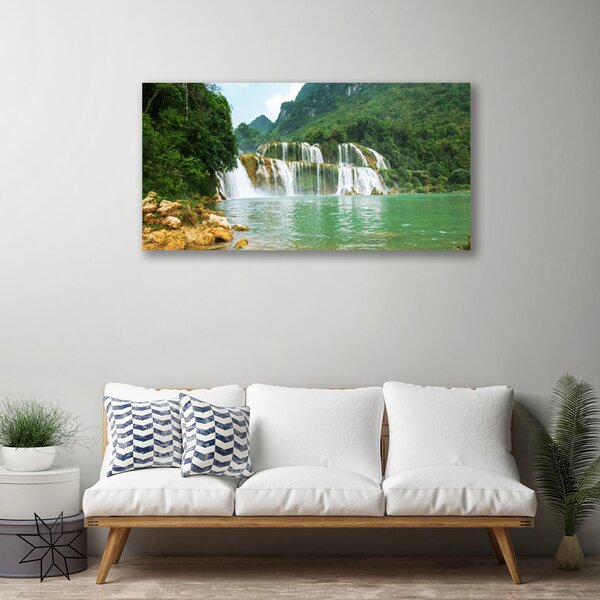 Foto quadro su tela Paesaggio della cascata della foresta 100x50 cm