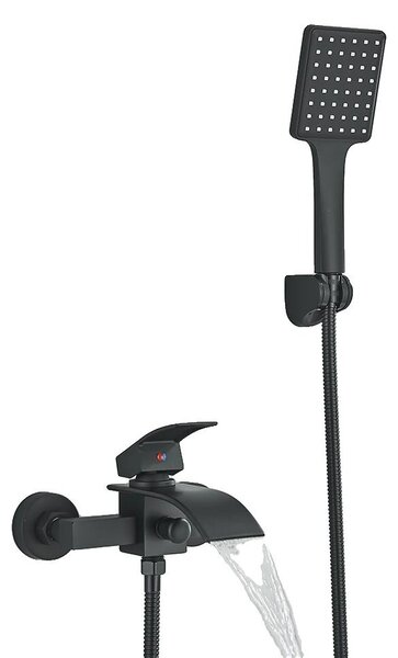 Miscelatore per vasca, con due manopole, design moderno, finitura nera opaca