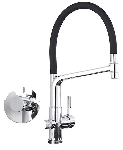 Rubinetto da cucina, struttura in ottone, design a due maniglie, finitura cromata