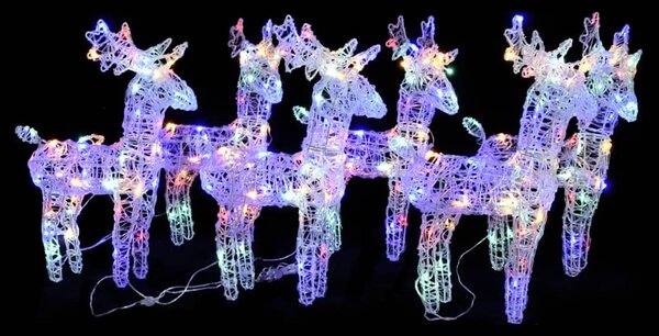 Renne di Natale 6 pz Multicolore 240 LED in Acrilico