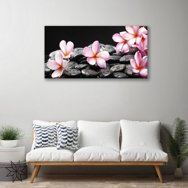 Quadro su tela Fiore di Plumeria sul muro 100x50 cm