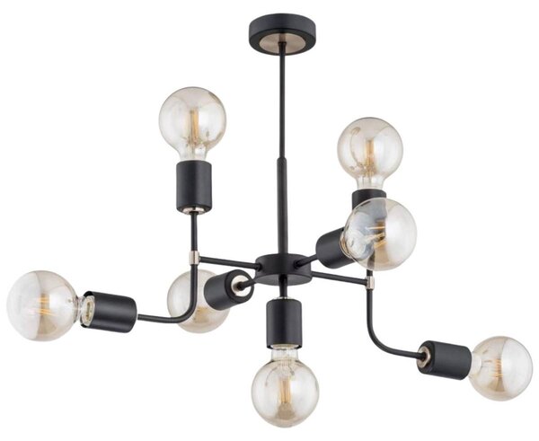 Lampadario TRANSFORMERS nero-trasparente-oro 7xE27x60W in metallo, dimensioni: 47x37x57 cm, IP20, Alfa