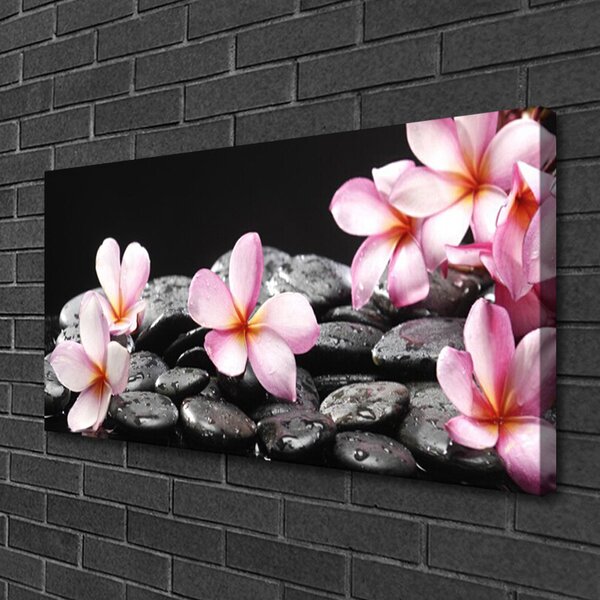 Quadro su tela Fiore di Plumeria sul muro 100x50 cm