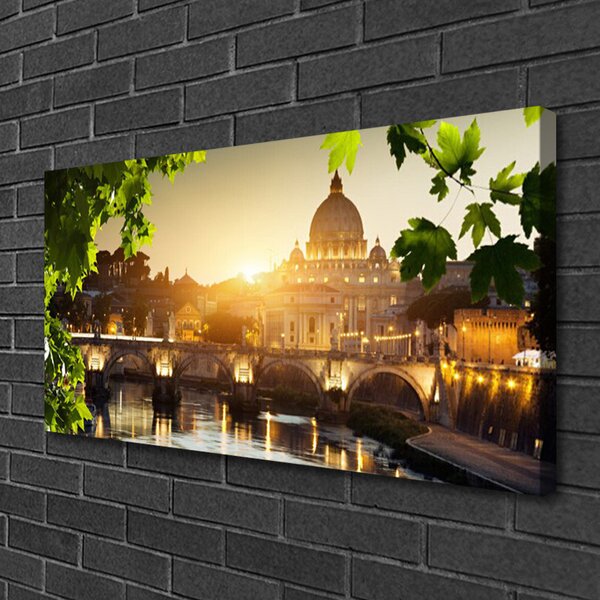 Stampa quadro su tela Architettura della città del ponte 100x50 cm