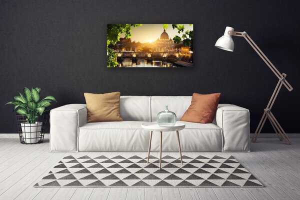 Stampa quadro su tela Architettura della città del ponte 100x50 cm