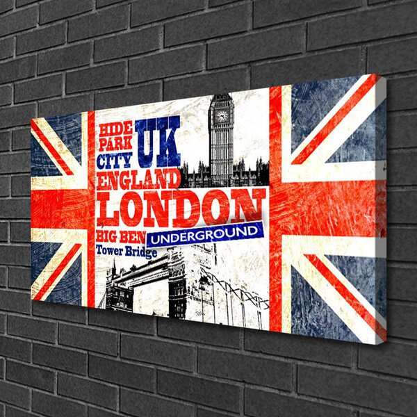 Quadro su tela Bandiera di Londra Art 100x50 cm