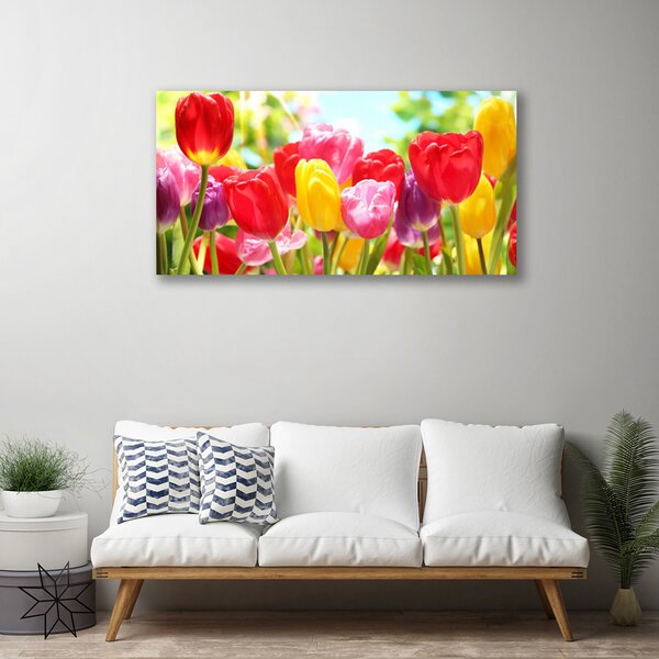 Quadro su tela Tulipani, fiori, piante 100x50 cm