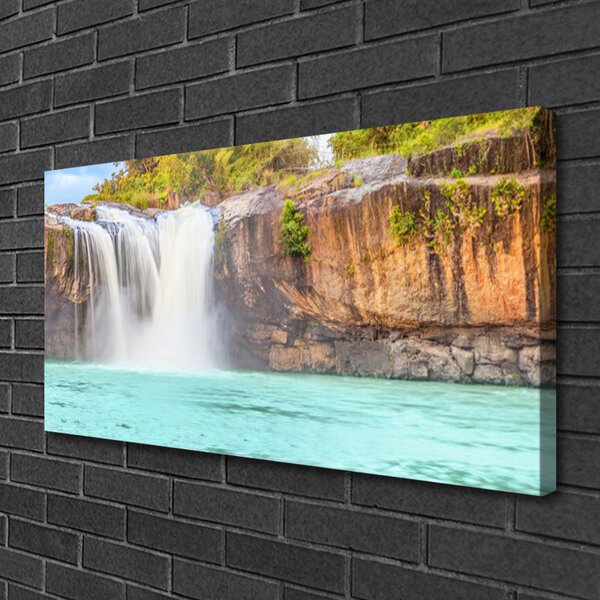 Quadro su tela Paesaggio del lago della cascata 100x50 cm