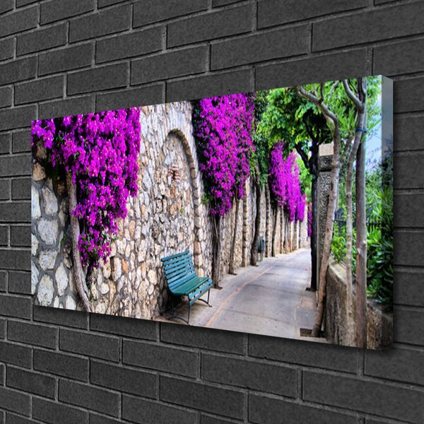 Stampa quadro su tela Vicolo Panca Fiori 100x50 cm