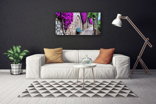 Stampa quadro su tela Vicolo Panca Fiori 100x50 cm