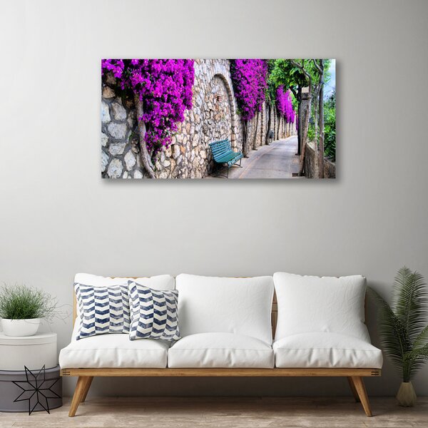 Stampa quadro su tela Vicolo Panca Fiori 100x50 cm