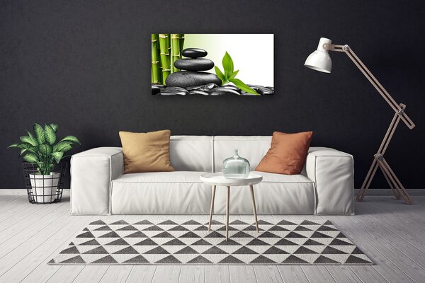 Foto quadro su tela Pietre di bambù, arte zen 100x50 cm