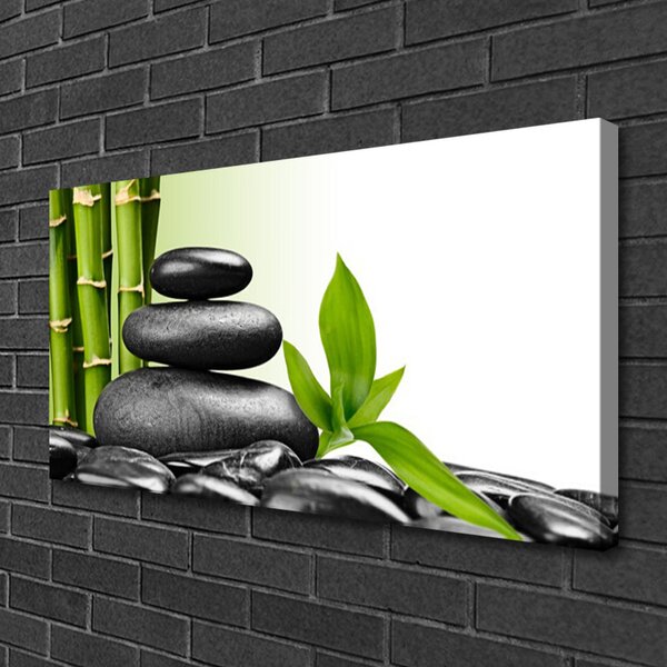 Foto quadro su tela Pietre di bambù, arte zen 100x50 cm