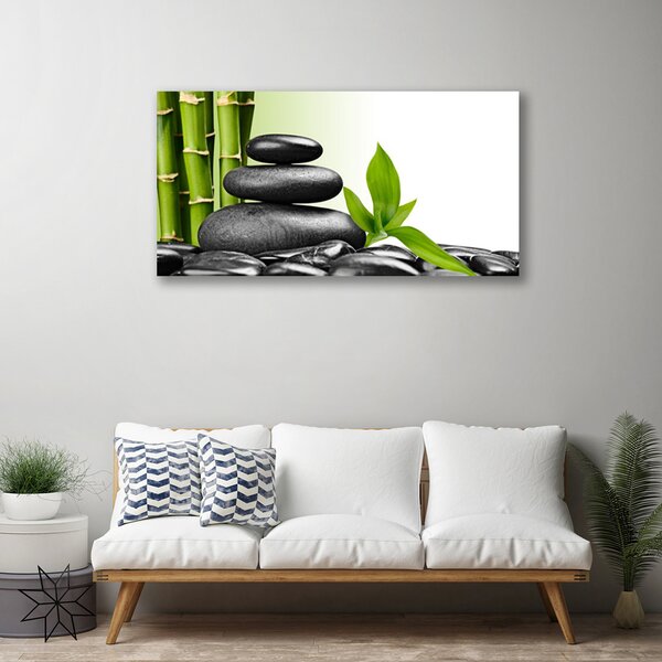 Foto quadro su tela Pietre di bambù, arte zen 100x50 cm