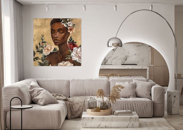 Agave Quadro moderno figurativo dipinto a mano su tela "Dalila" 100x100 Tela Dipinti su Tela Quadri per soggiorno