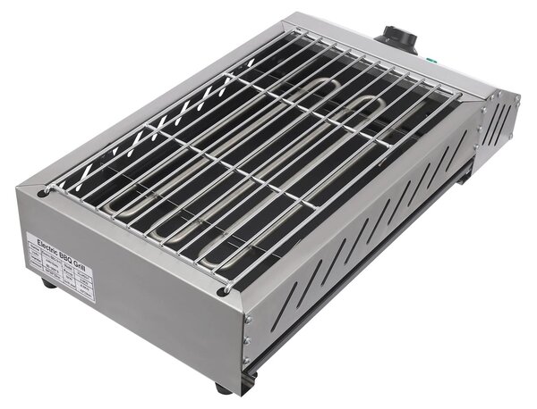 Griglia elettrica, acciaio inox, temperatura regolabile, argento