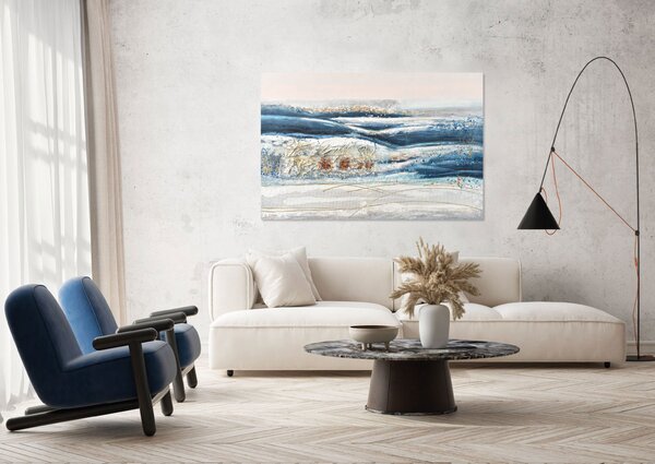 Agave Quadro astratto moderno dipinto a mano su tela "Nettuno" 100x150 Tela Dipinti su Tela Quadri per soggiorno