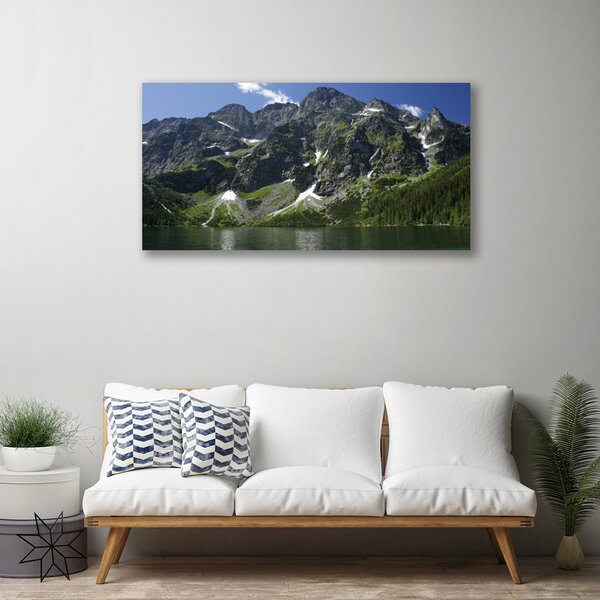 Quadro su tela Montagna del paesaggio del lago della foresta 100x50 cm