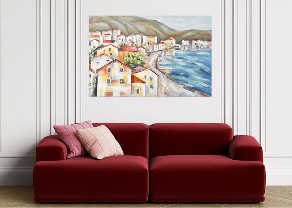 Agave Quadro con paesaggio campestre dipinto a mano su tela "Cinque terre" 120x80 Tela Dipinti su Tela Quadri per soggiorno