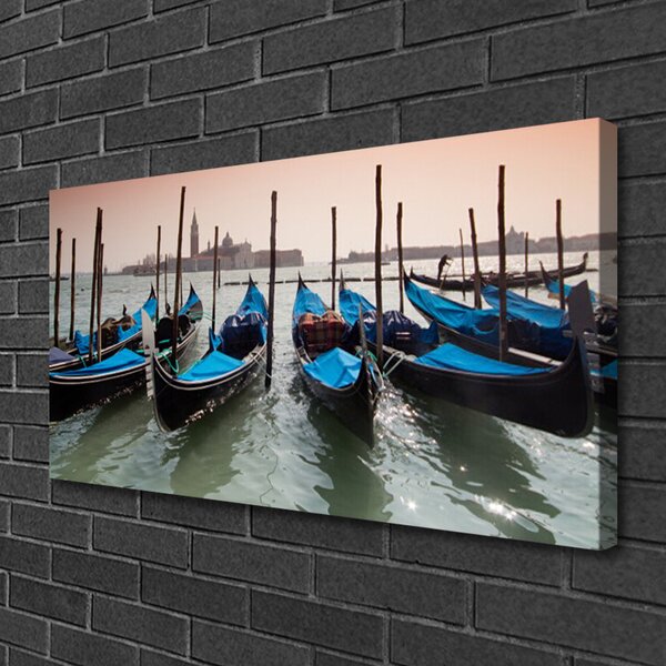 Quadro su tela Barche. Acqua. Architettura 100x50 cm
