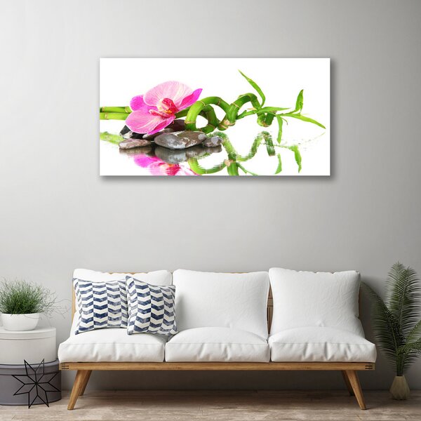 Quadro su tela Pietre di fiori di bambù Art 100x50 cm