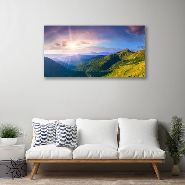 Quadro su tela Paesaggio del sole del prato di montagna 100x50 cm