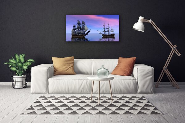 Stampa quadro su tela Paesaggio del mare di barche 100x50 cm
