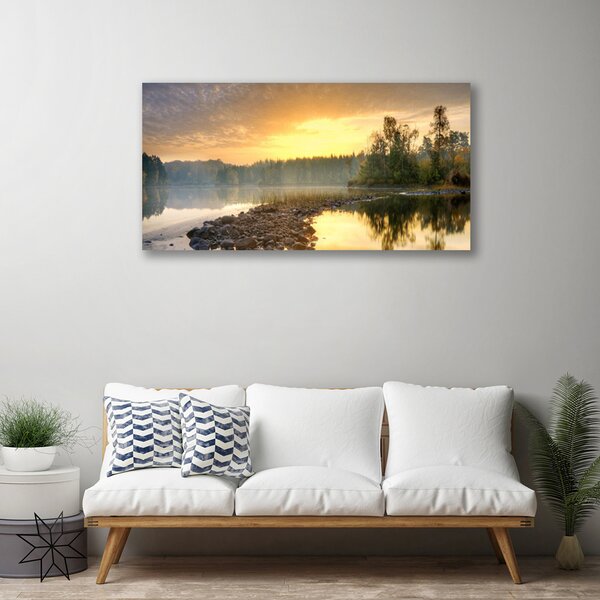 Stampa quadro su tela Paesaggio dello stagno del lago 100x50 cm