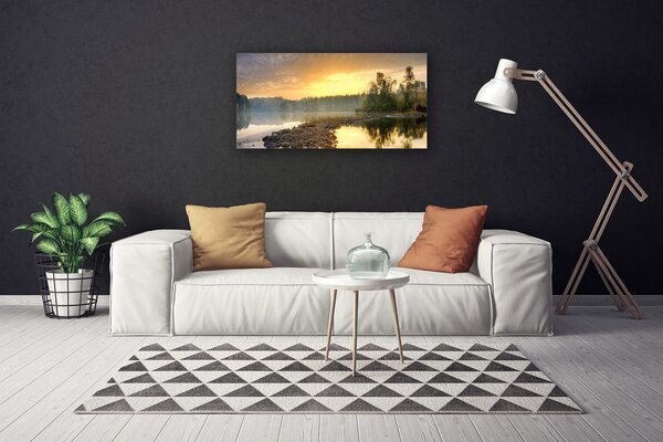 Stampa quadro su tela Paesaggio dello stagno del lago 100x50 cm