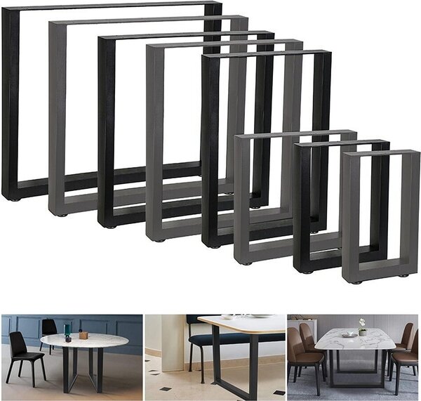Set di 2 gambe per tavolo in acciaio 90x72 cm nero industriale