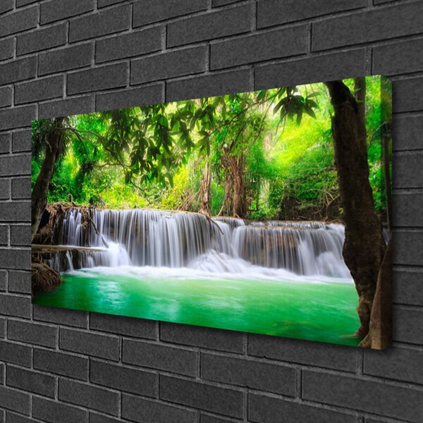 Quadro su tela Cascata del lago della foresta naturale 100x50 cm