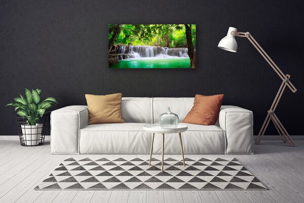 Quadro su tela Cascata del lago della foresta naturale 100x50 cm