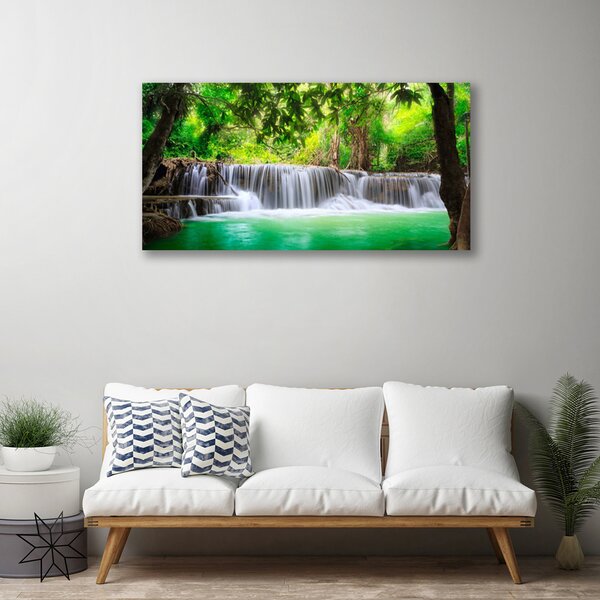 Quadro su tela Cascata del lago della foresta naturale 100x50 cm