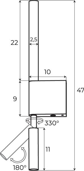 Applique LED ORGANIC dorata 2W, bianco caldo, 120 lm, metallo, dimensioni: 47x2,5x10 cm, IP20, Maxlight