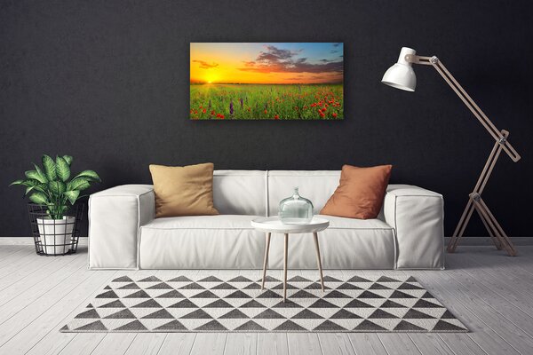 Quadro su tela Sole. Prato. Fiori. Natura 100x50 cm