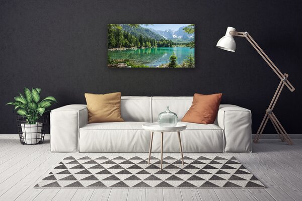 Quadro stampa su tela Foresta Natura Lago Montagne 100x50 cm