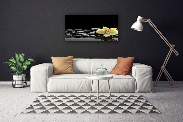 Stampa quadro su tela Fiore da cucina nero 100x50 cm